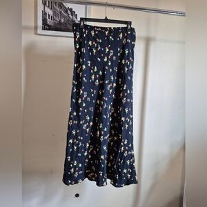 Laura Ashley Black Skirt with Colorful Floral Design